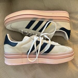 Adidas Women's Cream and Navy Sneakers